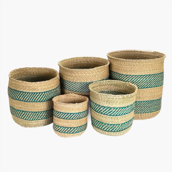 Iringa Basket - Turquoise Stripe