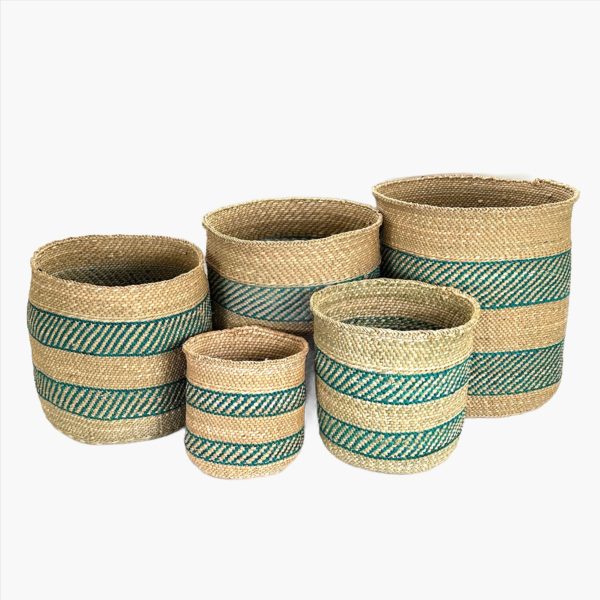 Iringa Basket – Turquoise Stripe