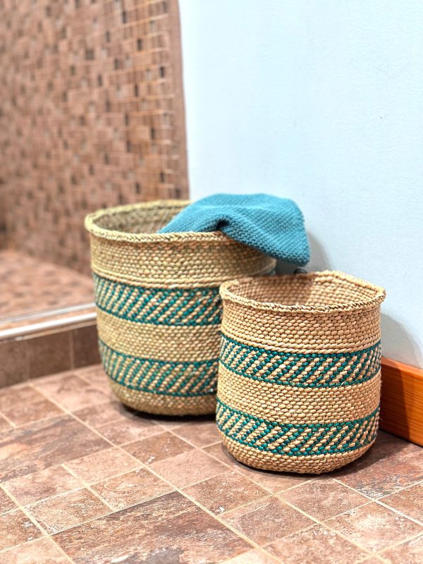 Iringa Basket - Turquoise Stripe - Image 2