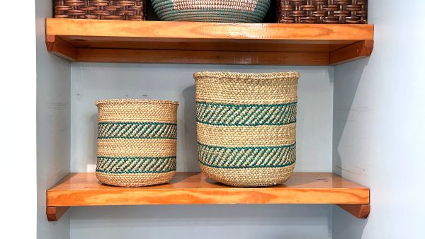 Iringa Basket - Turquoise Stripe - Image 3